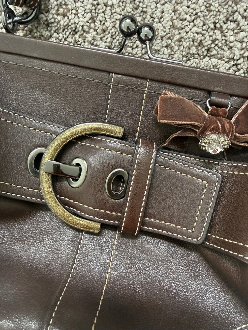 Coach (re) loved Women's Brown Leather Top-Handle Bag with Decorative Buckle - Picture 2 of 6